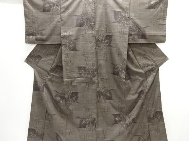 JAPANESE KIMONO / SILK / DORO OSHIMA TSUMUGI / WOVEN TREES